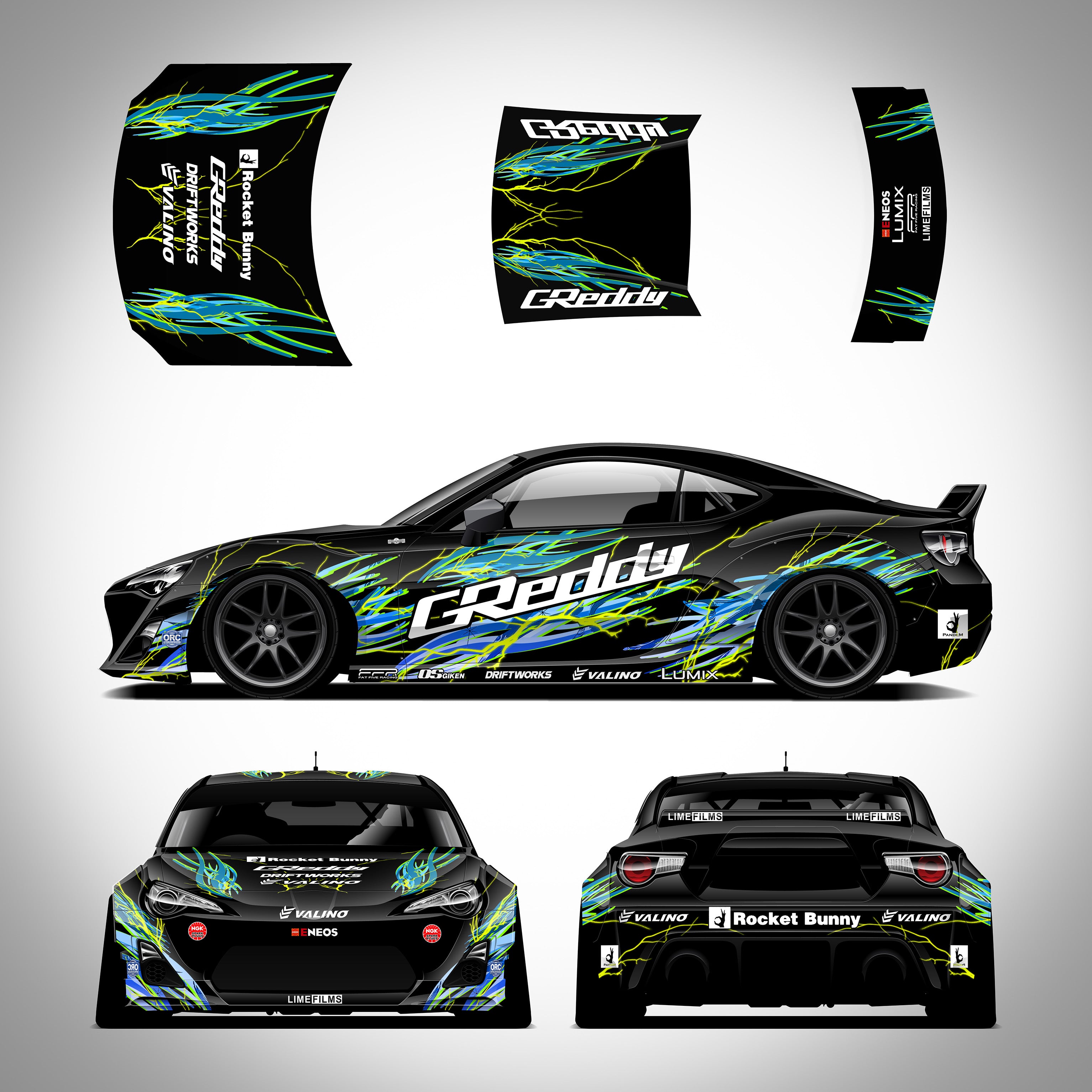 Pre-Cut RC Drift Decal Set Livery High Quality 1/10 Scale Models