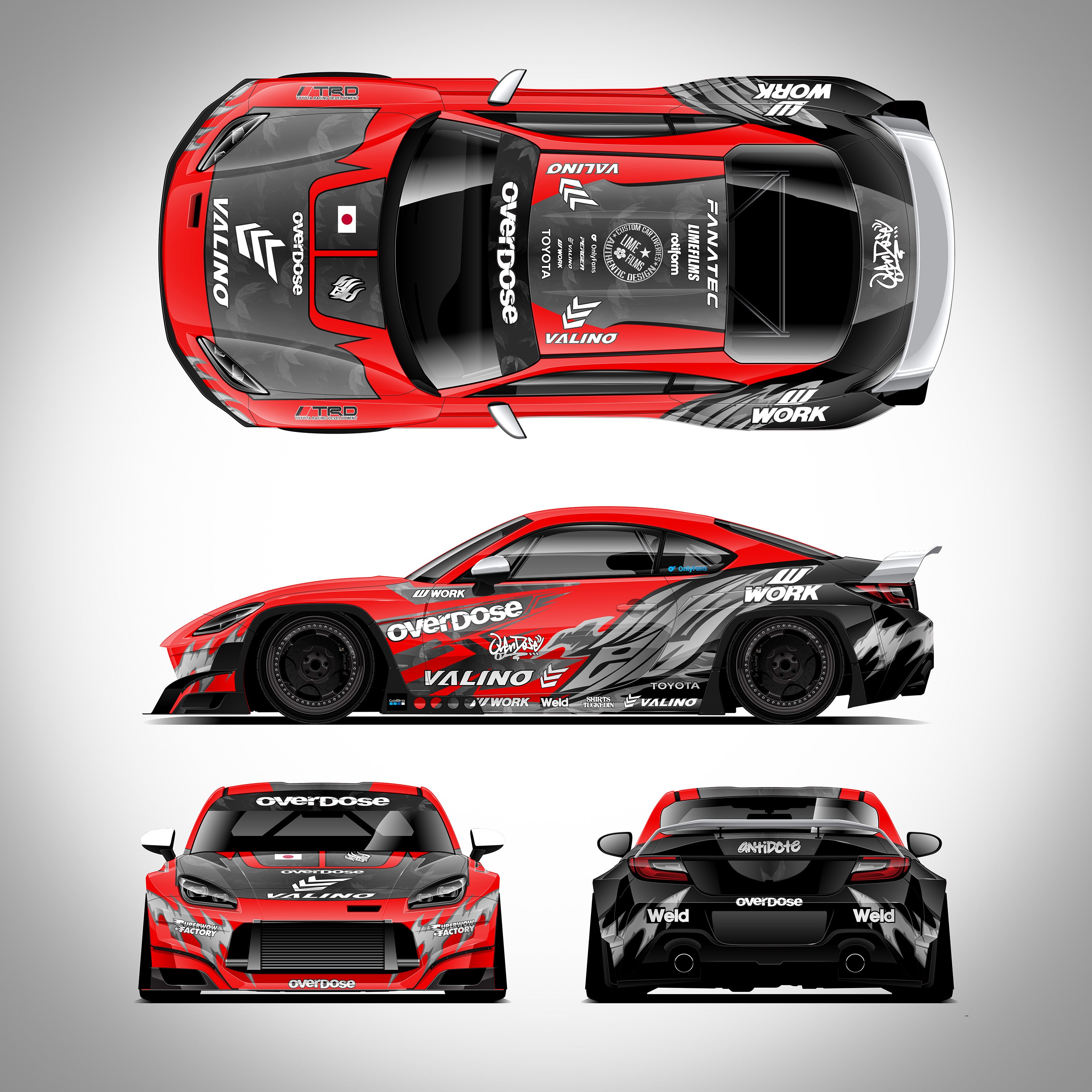 Pre-Cut RC Drift Decal Set Livery High Quality 1/10 Scale Models