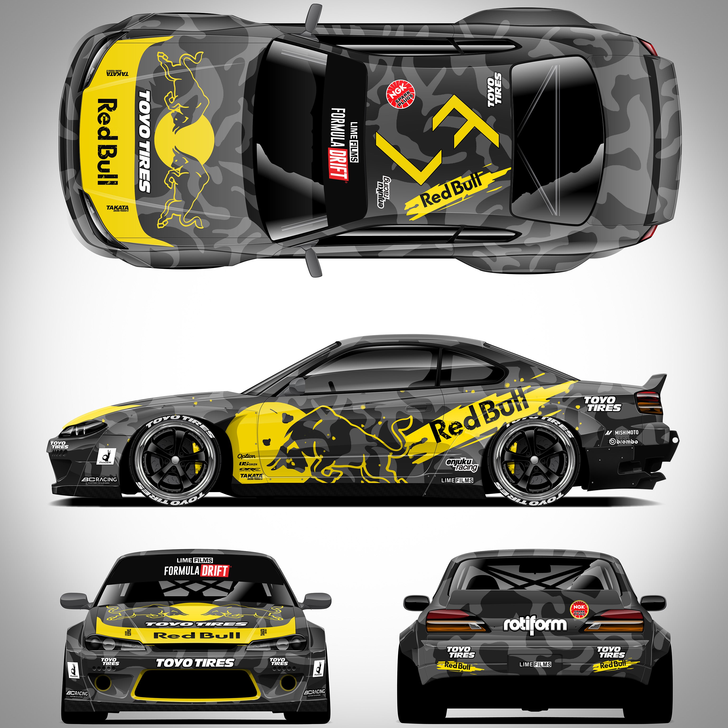 Pre-Cut RC Drift Decal Set Livery High Quality 1/10 Scale Models