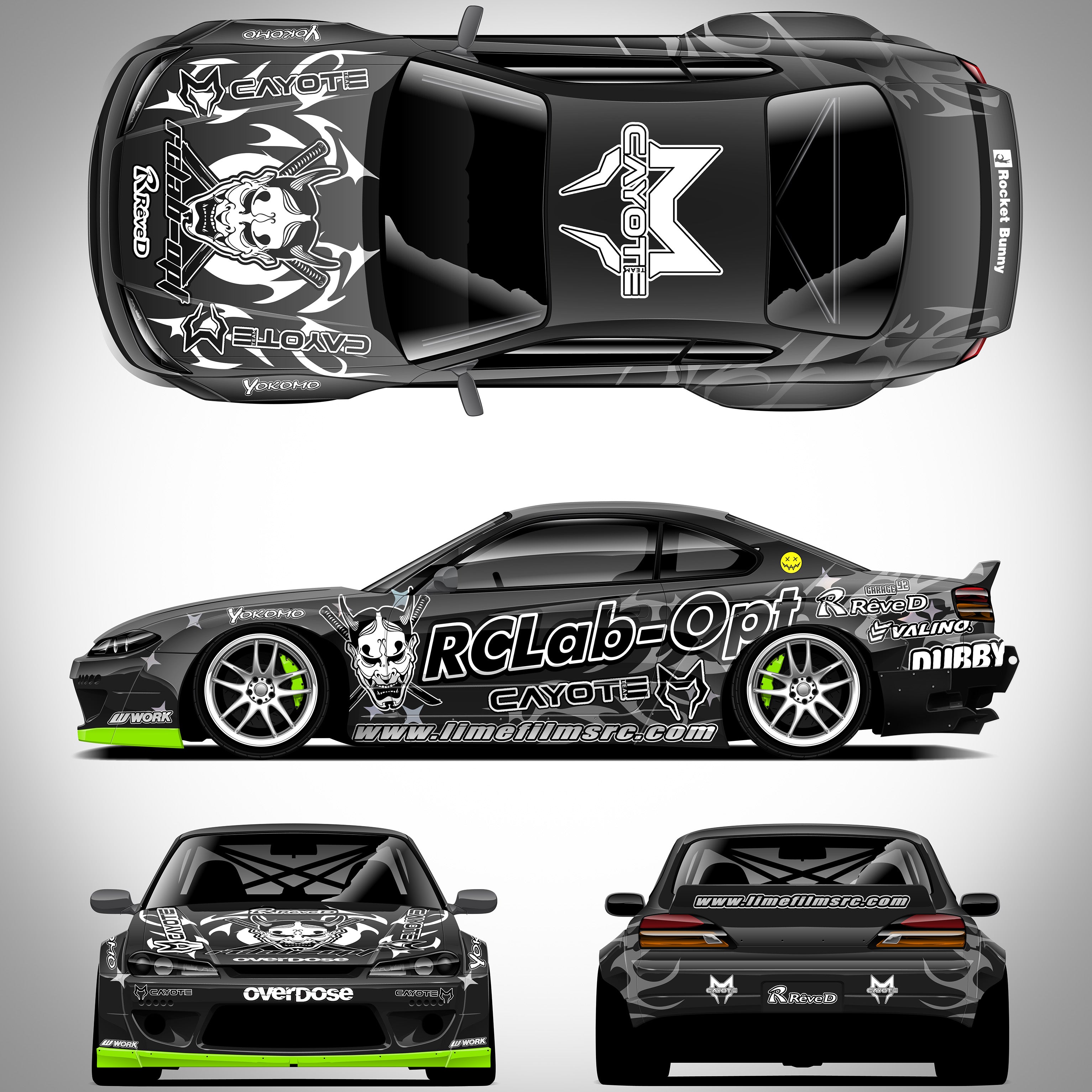 Pre-Cut RC Drift Decal Set Livery High Quality 1/10 Scale Models