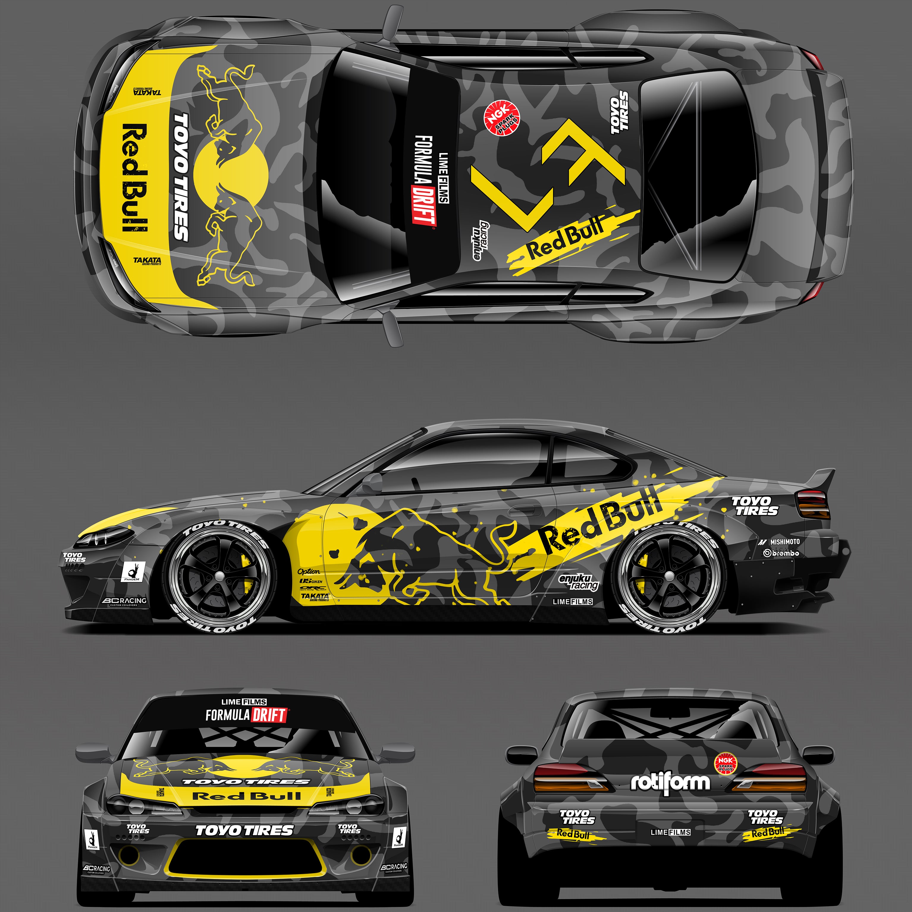 Pre-Cut RC Drift Decal Set Livery High Quality 1/10 Scale Models