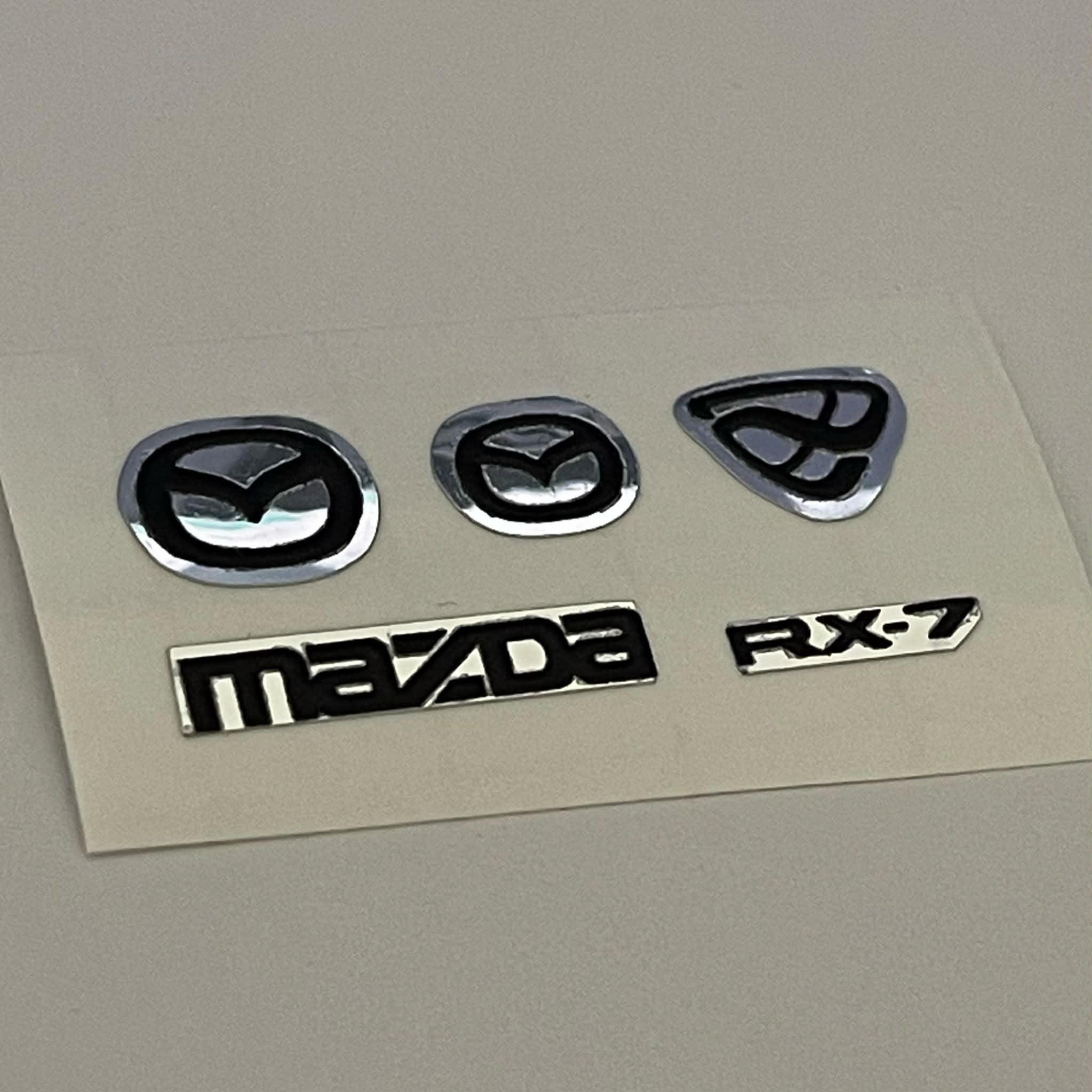 RC Scale Model Badges - 3D Decals with Chrome for 1:10 Mazda RX7 Set